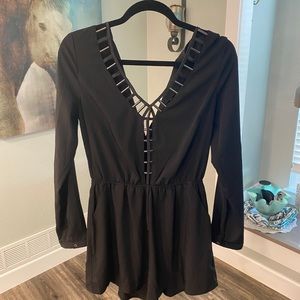 Black long sleeve romper